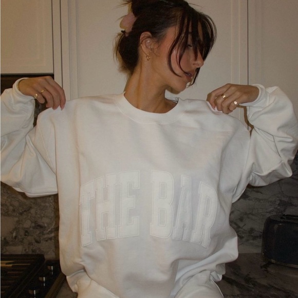 The Bar Tops - XL The Bar Varsity Sweatshirt White - NEW & sold out online!